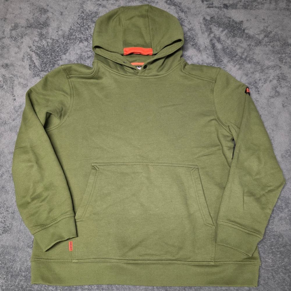 BRUNT Hoodie Mens XL Workwear The Shevlin Olive Green Pullover Sweatshirt